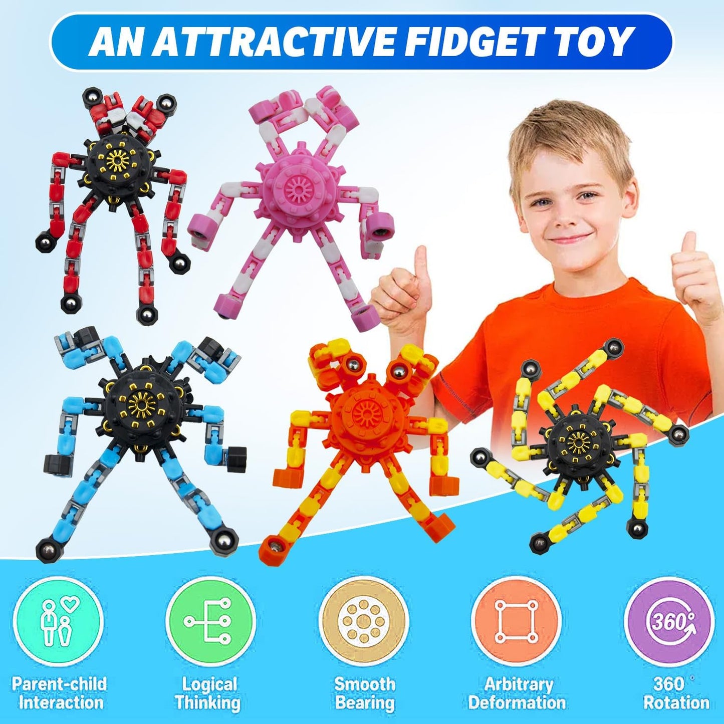 Kids Deformed Fidget Spinner Chain Toys