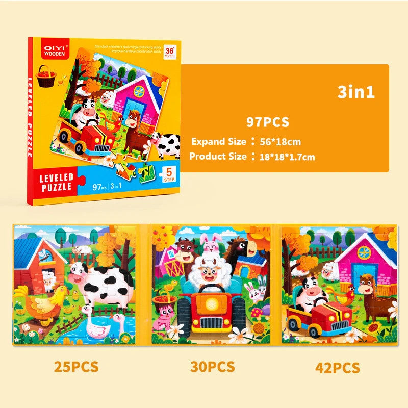 3 in 1 Cartoon Magnetic Puzzle Book Baby Educational Toy