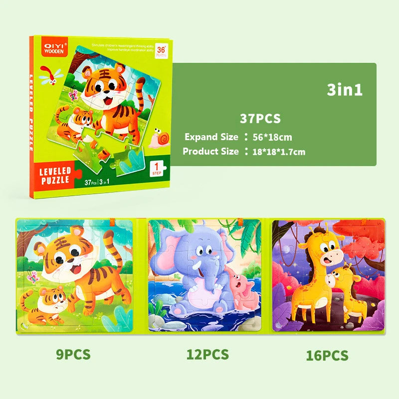 3 in 1 Cartoon Magnetic Puzzle Book Baby Educational Toy