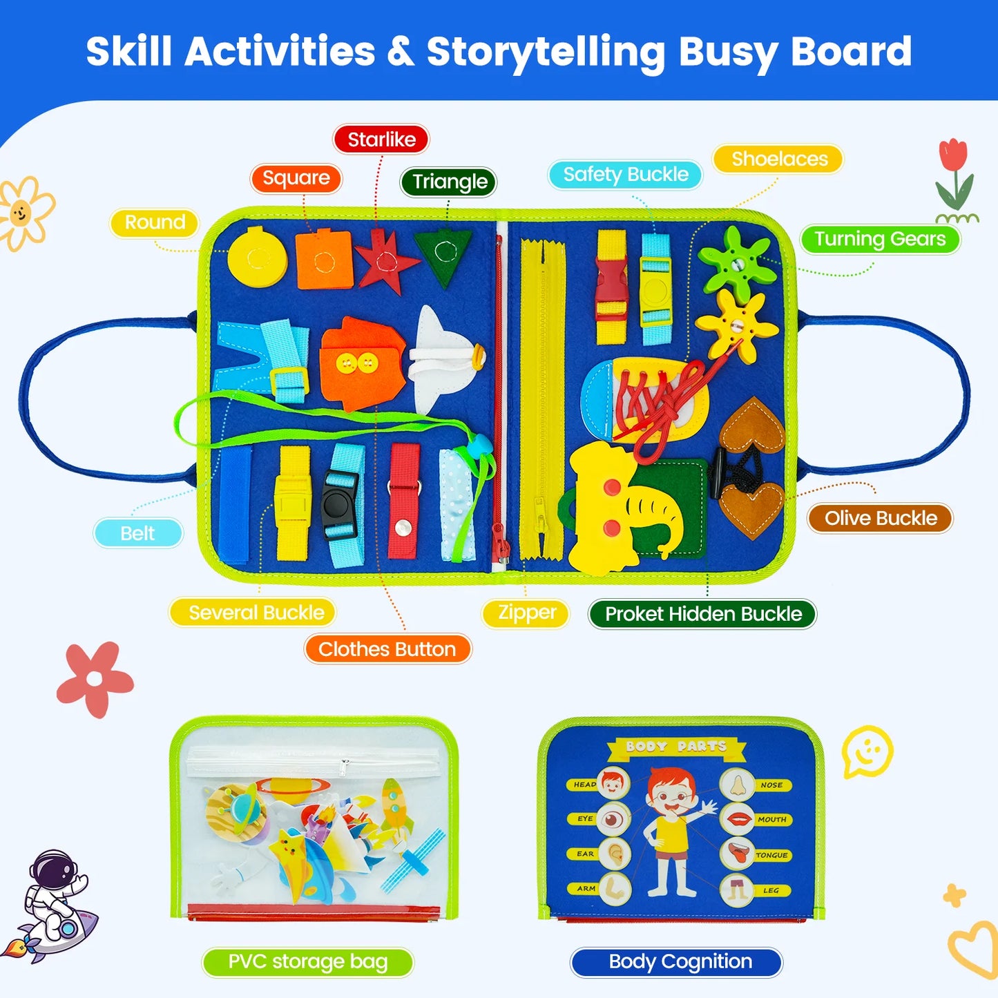 Montessori Toddler Busy Board Educational Activity