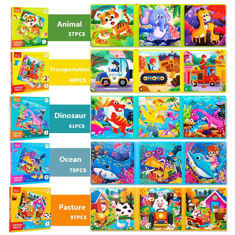 3 in 1 Cartoon Magnetic Puzzle Book Baby Educational Toy