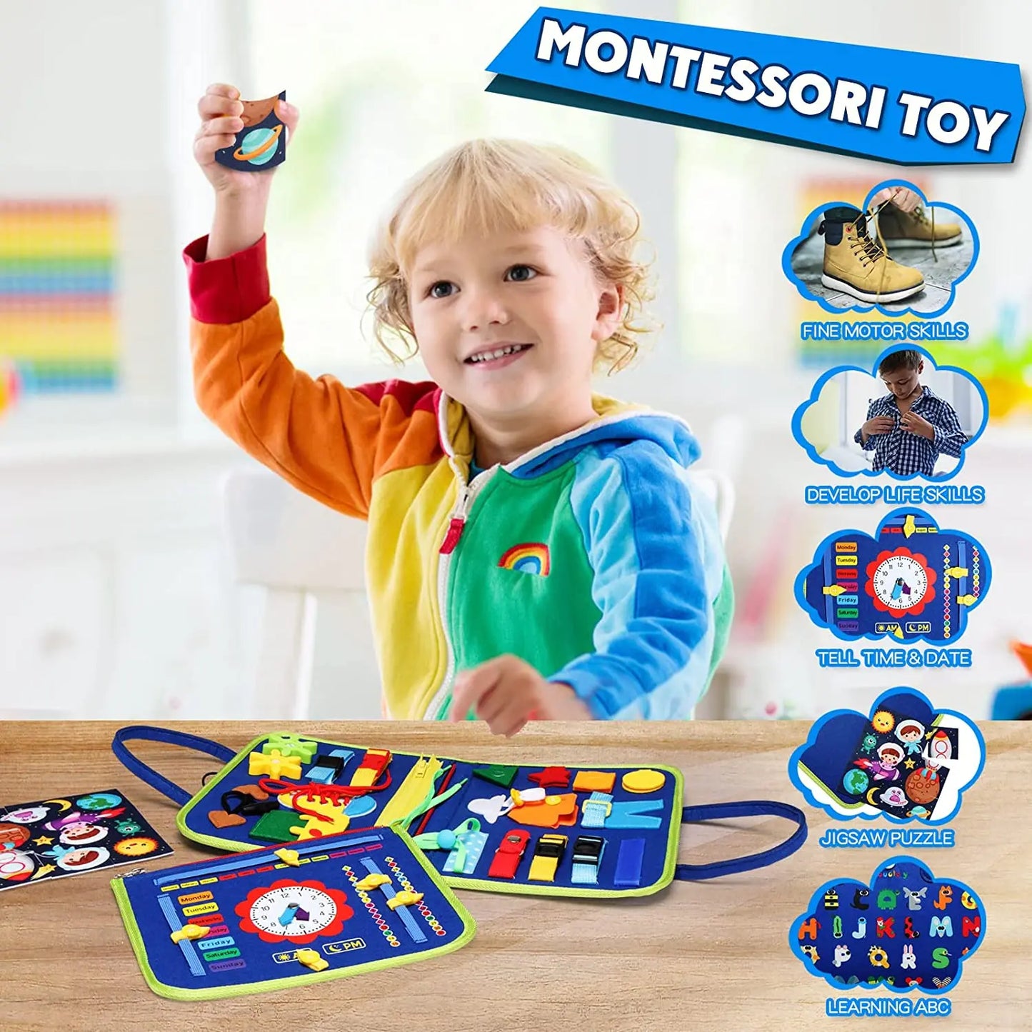 Montessori Toddler Busy Board Educational Activity